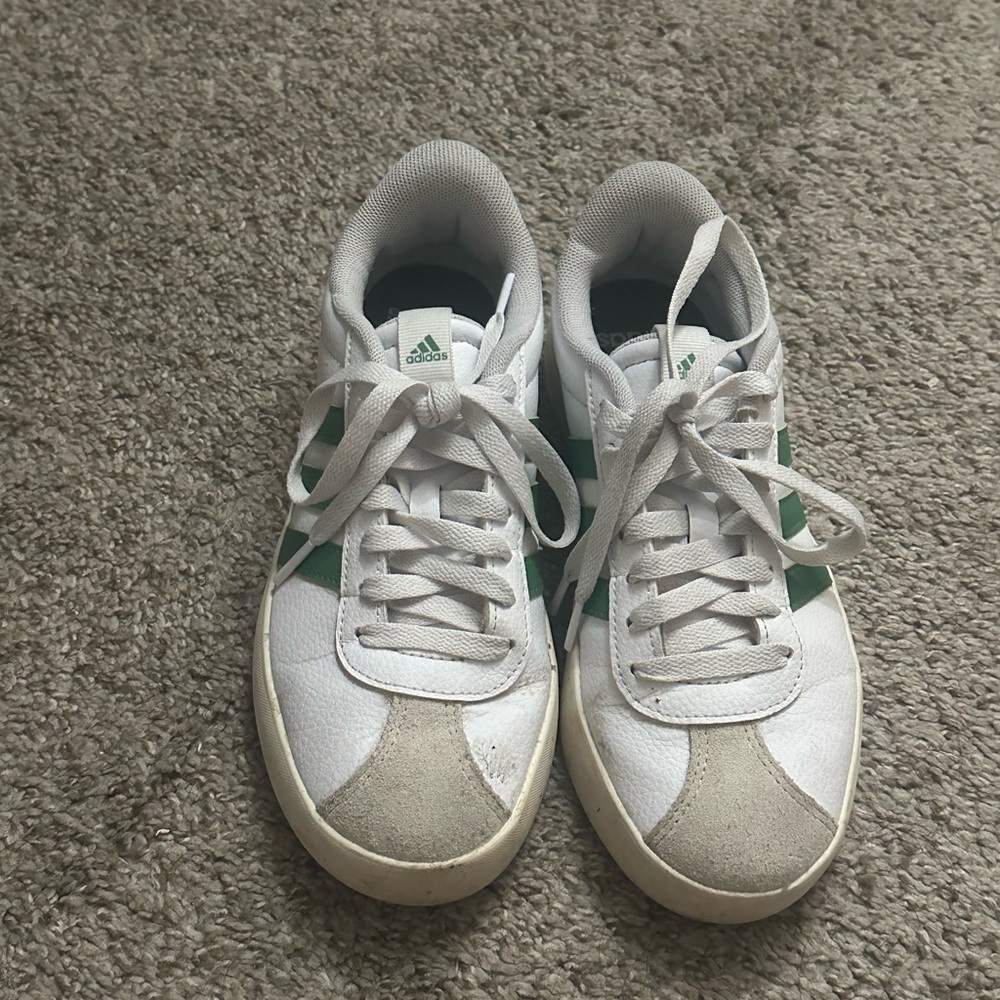 adidas Kids White and Green Low-Top Sneakers